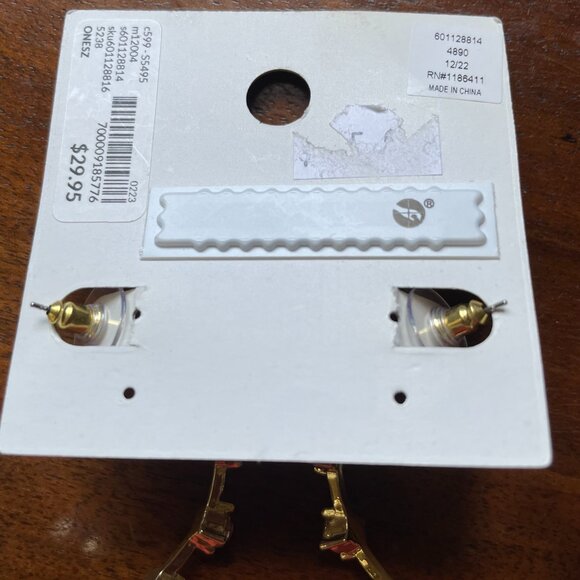 3/$12 Earrings.  Lane Bryant Gold Jeweled Earrings in Shades of Pink and Purple - Picture 3 of 3